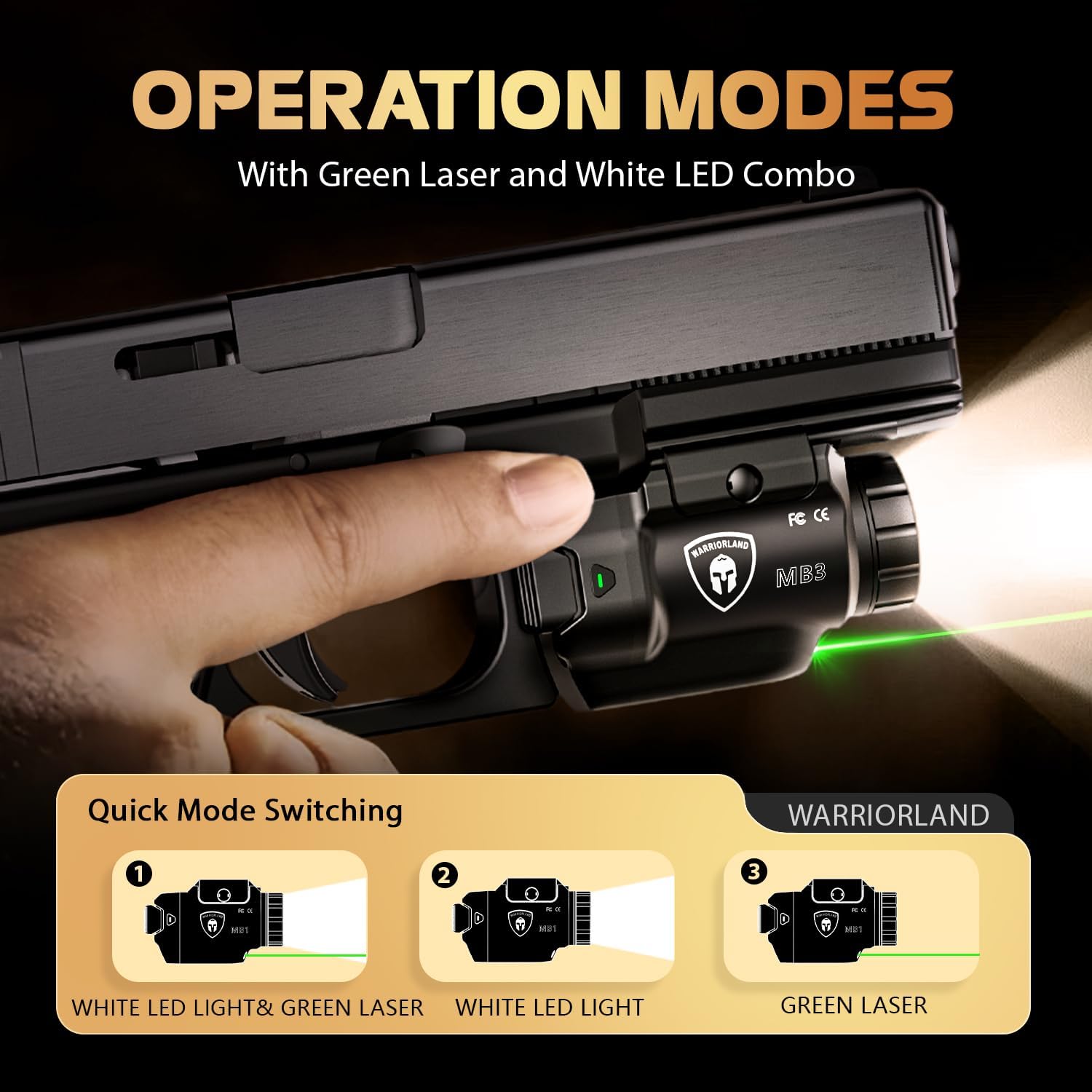 WARRIORLAND MB3 Pistol Light and Custom Kydex Holster, Fits S&W M&P Shield EZ (9mm /380 AUTO) & Equalizer, Compact 500-Lumens Tactical Weapon...