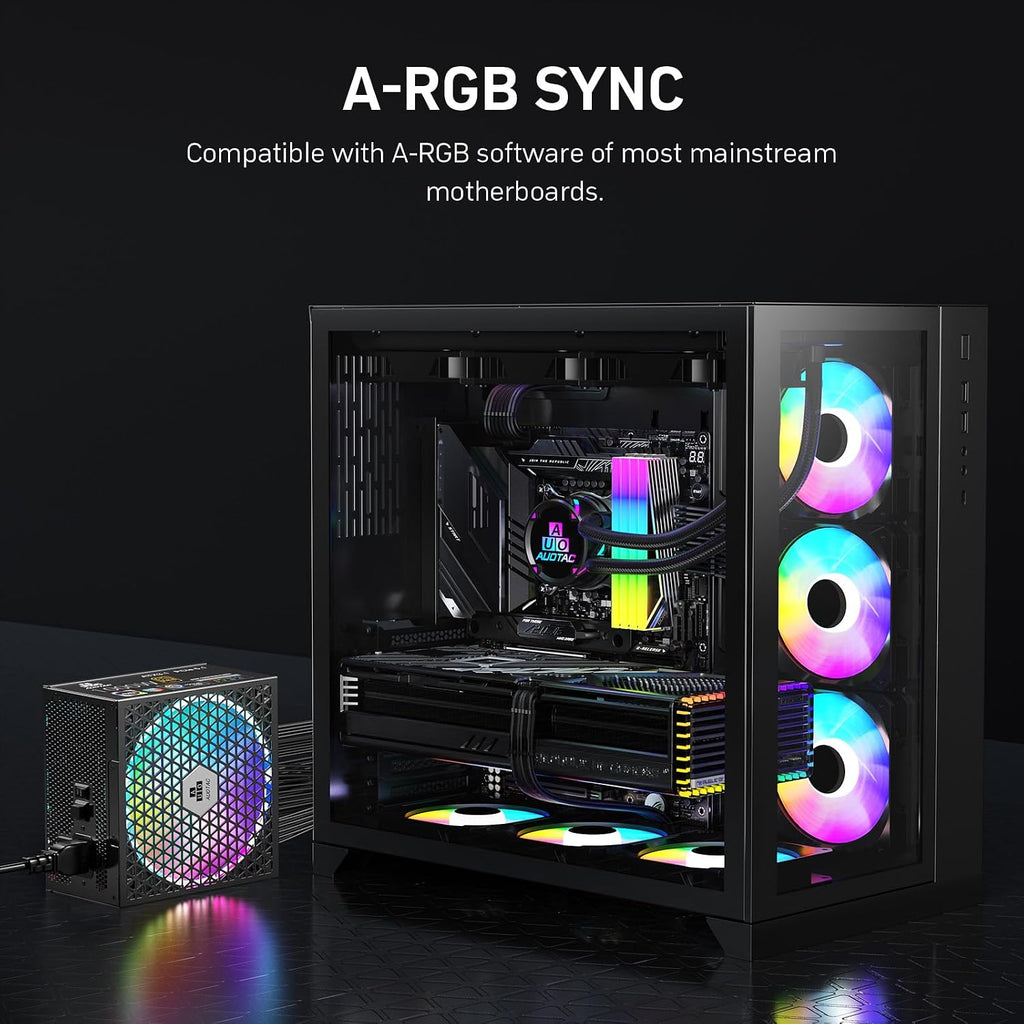 Auotac 1000W Fully Modular Power Supply, 80+ Gold PSU, ATX 3.1 & PCIe 5.1 Ready, Native Dual-Color 12V-2x6 Cable, RGB Low-Noise Smart Fan, 105°C-Rated...