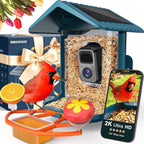 BIRDSFAVE Bird Feeder with Camera Solar Powered, 2K Live Arrival Alert Auto Capture Video with 32GB TF Card, AI Identify Smart Camera Bird Feeder Ourdoor...