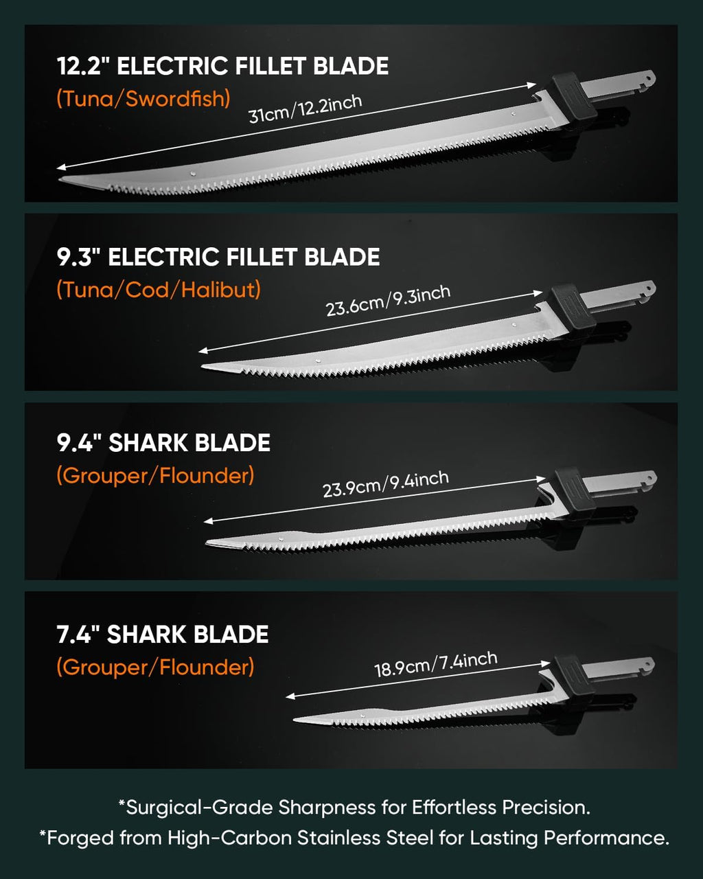SAKERNEO Electric Fillet Knife for Fish - Cordless Fillet Knife with 7-Inch 9-Inch 10-Inch Steel Blades, Dual Battery Fillet Knife Set, Electric Fish Fillet...