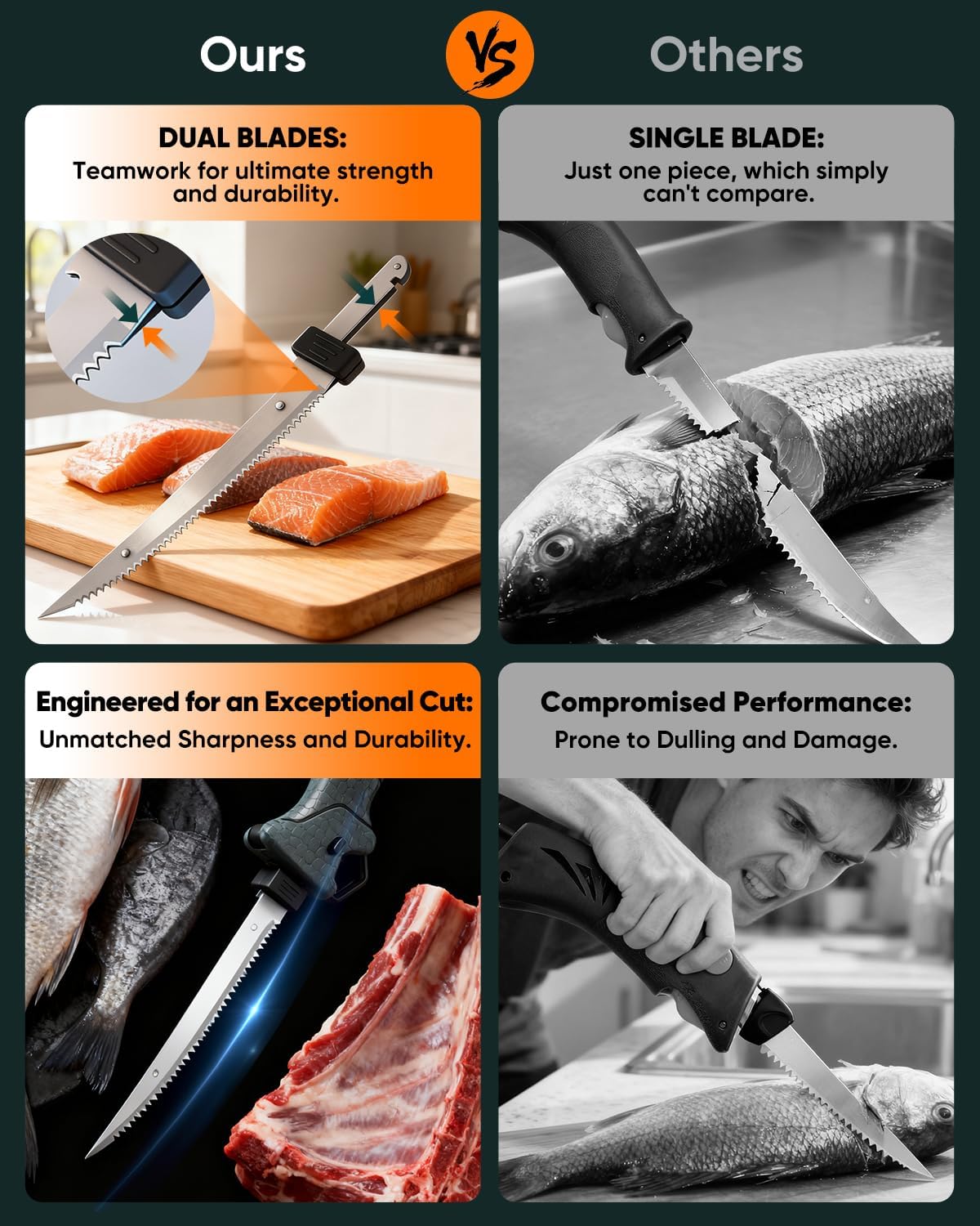 SAKERNEO Electric Fillet Knife for Fish - Cordless Fillet Knife with 7-Inch 9-Inch 10-Inch Steel Blades, Dual Battery Fillet Knife Set, Electric Fish Fillet...