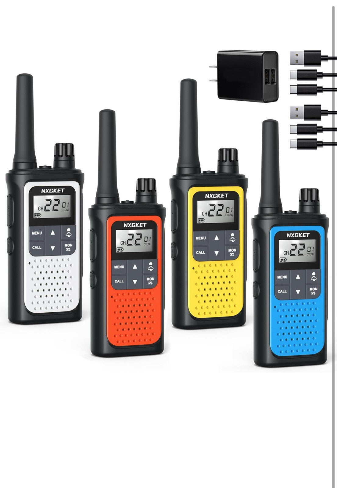 NKGKET 2-Way Walkie Talkies, Long Range, Rechargeable, 22 FRS Channel - 4 pack0
