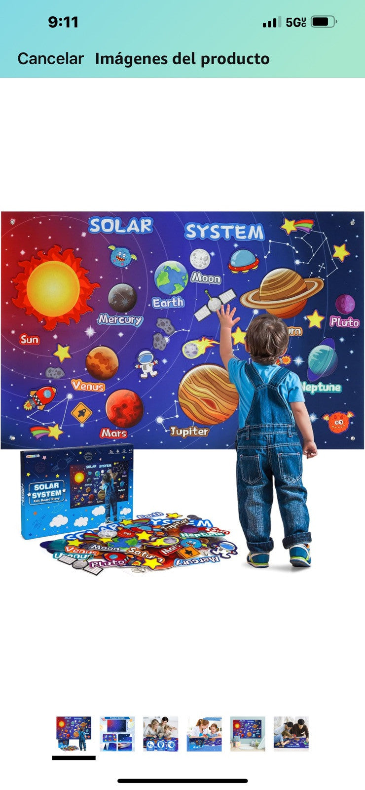OKOOKO Solar System Felt Story Board Set 41PCS 43x29inch Outer Space Blue 0