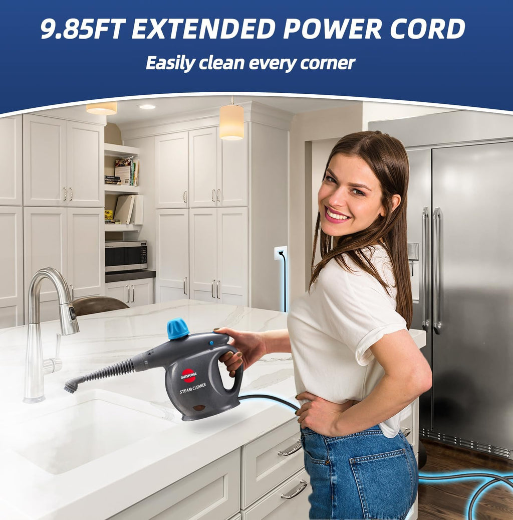 Outspurge Handheld Steam Cleaner, Pressurized Multi-Surface Steam Shot with 13 Accessories, Safety Lock, Steamer for Cleaning Floor, Upholstery, Grout,...