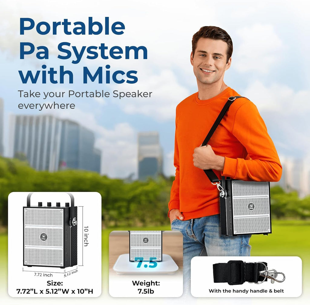 100W Powerful Voice Amplifier with 2 Wireless Microphones, Big Pro Sound Portable Speaker with Microphone, Bluetooth Speaker PA System Karaoke Machine Support BT/USB/TF Card/Aux/Guitar S99 Visit the ResponseBridge Store