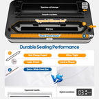 INKBIRD Vacuum Sealer Machine with 160W Double Pump, Full Automoatic Pro Vacuum Sealer for Food Preservation with Liquid/Moist/Dry Food, Food Sealer with Removable Drip Tray, Roll Storage and Cutter