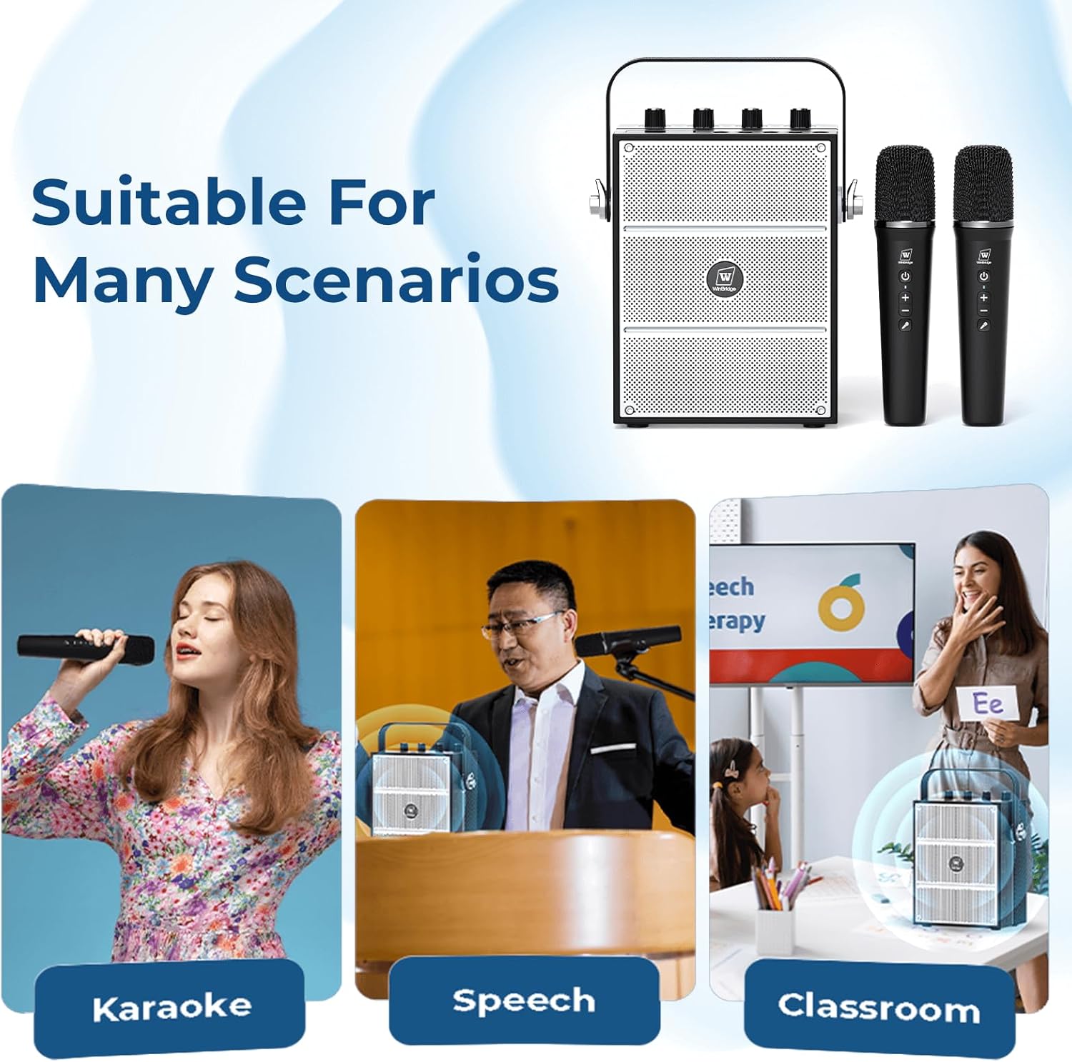 100W Powerful Voice Amplifier with 2 Wireless Microphones, Big Pro Sound Portable Speaker with Microphone, Bluetooth Speaker PA System Karaoke Machine Support BT/USB/TF Card/Aux/Guitar S99 Visit the ResponseBridge Store