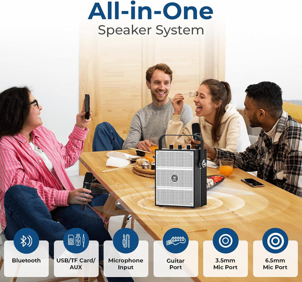 100W Powerful Voice Amplifier with 2 Wireless Microphones, Big Pro Sound Portable Speaker with Microphone, Bluetooth Speaker PA System Karaoke Machine Support BT/USB/TF Card/Aux/Guitar S99 Visit the ResponseBridge Store